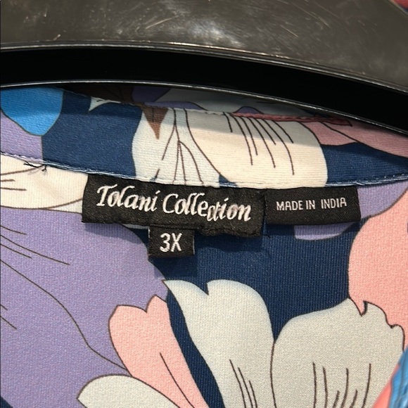 Tolani button front long sleeve sprint Floral Blue Pink Women's maxi Dress plus - Picture 2 of 5